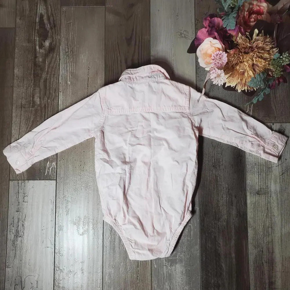 Carter's Pink Size 24m Baby Toddler Boy Button Down Bodysuit 100% Cotton EUC - Picture 4 of 10